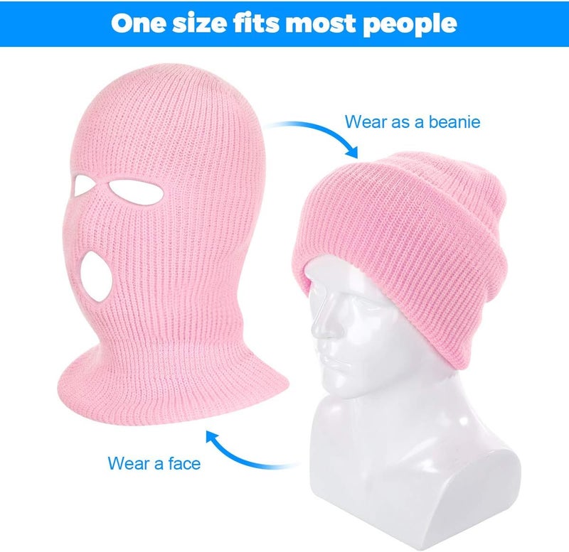 Tmflexe 3-Hole Full Face Mask Cover Ski Mask Winter Balaclava Cap Knitted Face Cover for Winter Outdoor Sports - Image 2